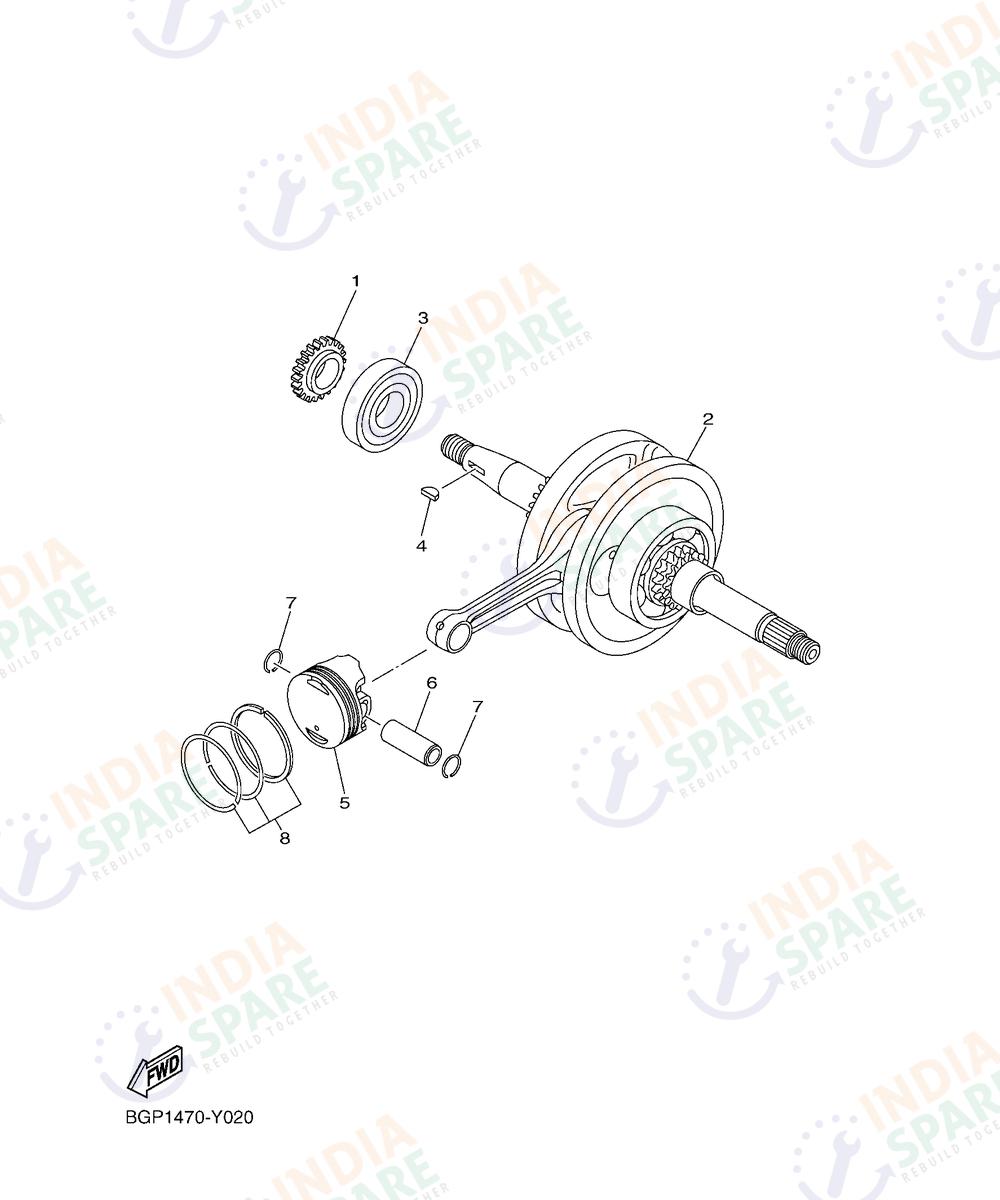 YAMAHA BGPK Fascino 125CC Drum Series CRANKSHAFT & PISTON